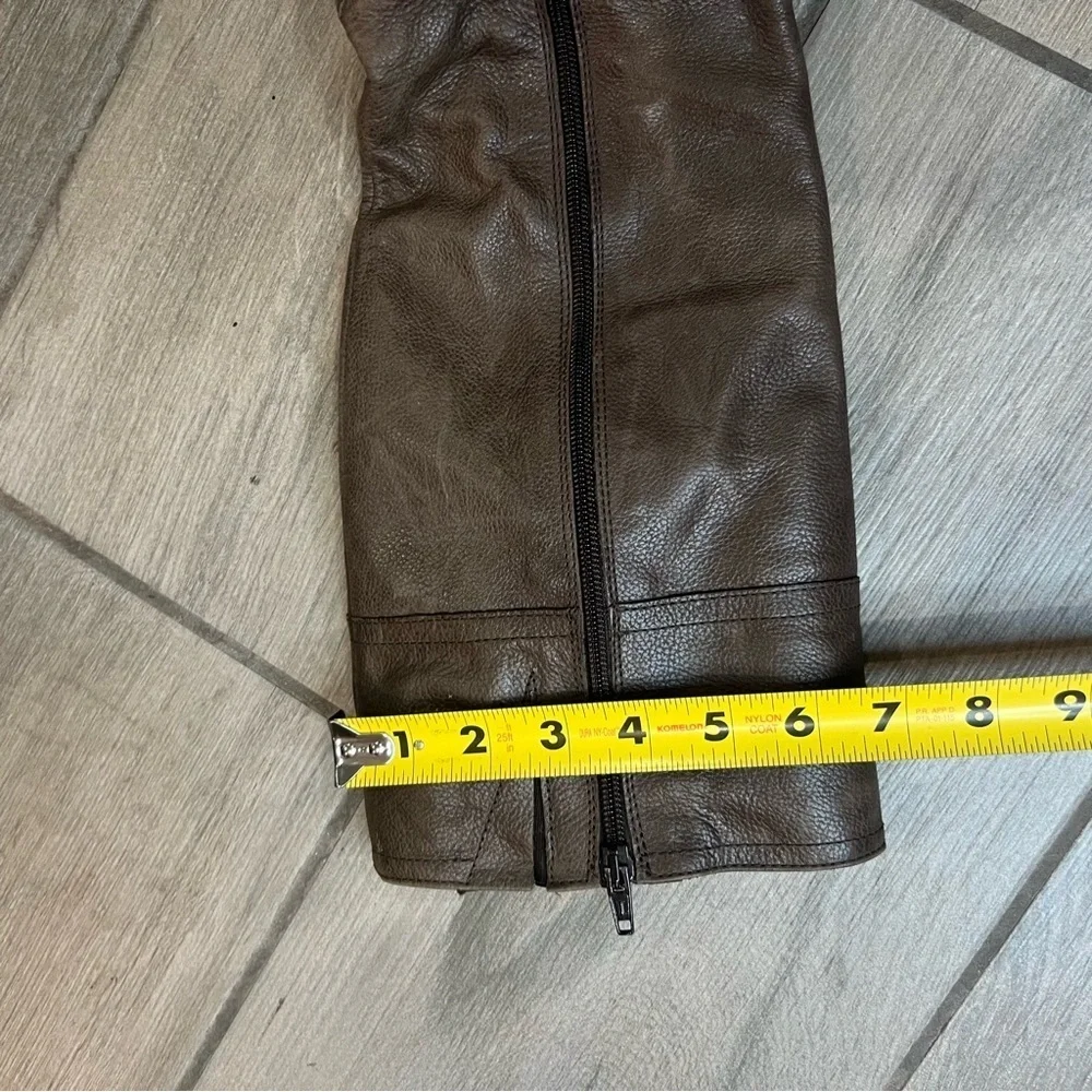 Vtg Eddie Bauer Brown Genuine Leather Full Zip Knee High Boots Italy Made US  8